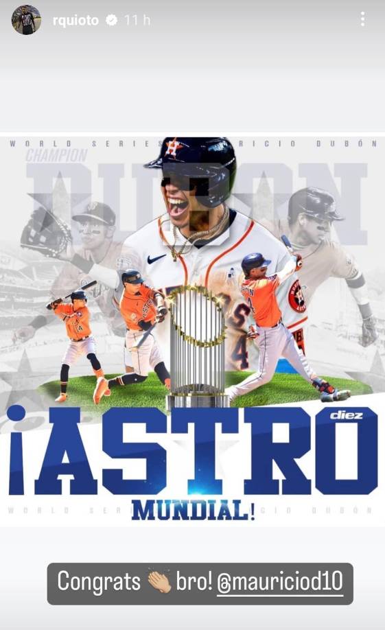 Los futbolistas se unieron a las muestras de felicitaciones para Mauricio Dubón. Uno de ellos fue el delantero Romell Quioto.