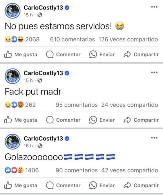 Carlo Costly vivió con mucha intensidad el clásico Honduras vs Costa Rica.