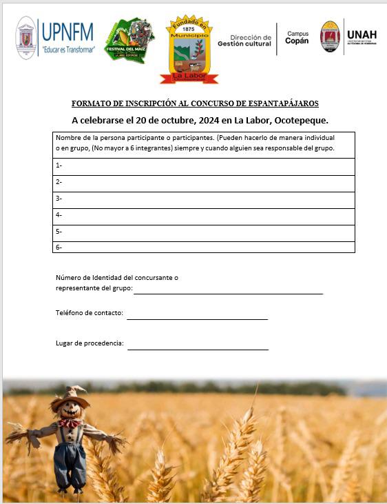 Este es el formato de inscripción para el concurso.