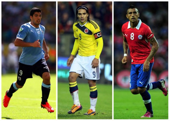 Suárez, Falcao y Vidal, figuras sudamericanas entre algodones