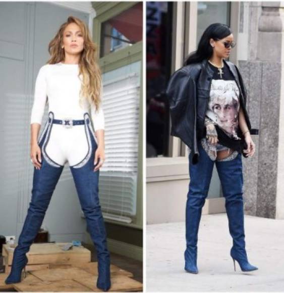 Rihanna es tan íntima de Jennifer López que le regaló este par de botas de su colección para que la usara en el video 'Ain't Your Mama'.