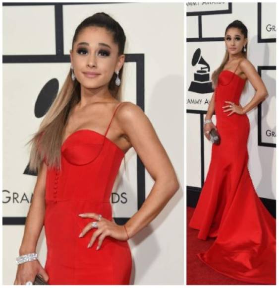 Ariana Grande eligió una entallada creación que la hizo la más piropeada de todas las damas, quizás porque en las escalinatas estaba llenísimo de 'arianators'.