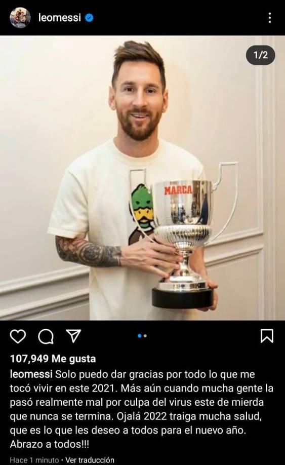 Lionel Messi: El astro argentino del PSG tuvo palabras de agradecimiento por el 2021.