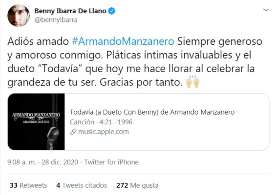 Famosos lloran la muerte del gran maestro Armando Manzanero