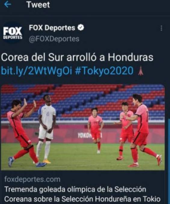 Fox Deportes: 'Corea del Sur arrolló a Honduras'
