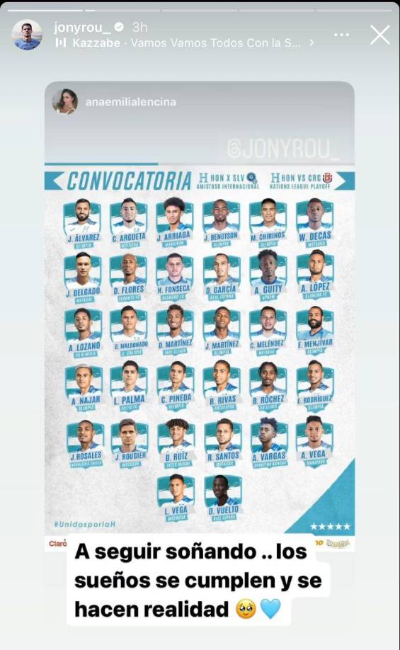 Asimismo, Jonathan Rougier reaccionó a su llamado: “A seguir soñando... los sueños se cumplen y se hacen realidad”. 