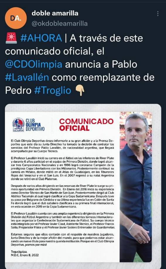 Mensaje de su hijo: Esto dicen a nivel mundial sobre la llegada de Pablo Lavallén al Olimpia