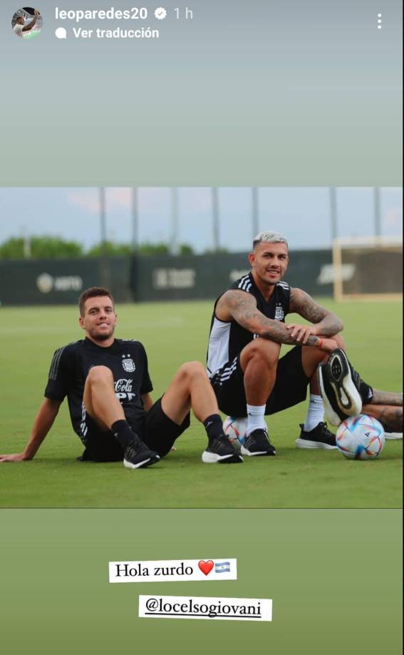 Leandro Paredes compartió una foto en su cuenta de Instagram junto al volante Giovani Lo Celso.