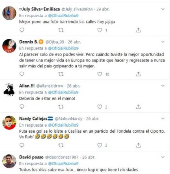 Estos son otros de los comentarios que ha recibido Rubilio Castillo luego de que ha subido varias fotos en donde recuerda los goles que le ha marcado al Olimpia.