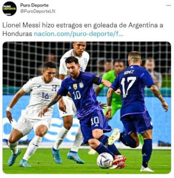 “Messi hizo estragos en goleada de Argentina a Honduras”, señalaron en la prensa de Costa Rica.