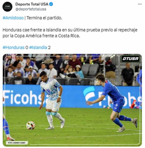 Deporte Total USA - “Honduras cae frente a Islandia en su última prueba previo al repechaje por la Copa América ante Costa Rica”.