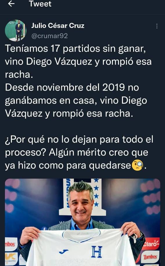 El periodista Julio Cruz se preguntó: “Porque no dejan a Diego para todo el proceso?”.