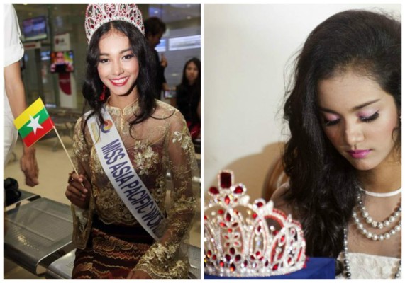 Reina de belleza birmana destronada reclama disculpas para devolver su corona