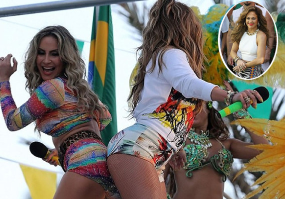 Jennifer López y Pitbull filman video del Mundial Brasil 2014