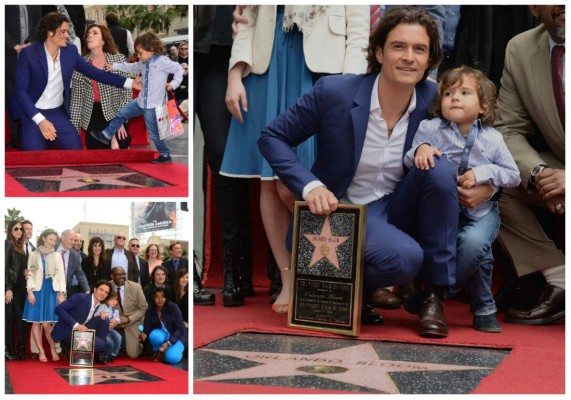 Orlando Bloom recibe junto a Flynn su estrella en Hollywood