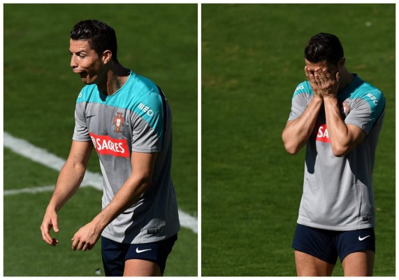 Cristiano terminó el entrenamiento con hielo en la rodilla