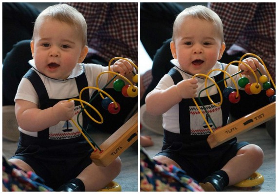 El príncipe George juega con otros bebés en su primer acto oficial