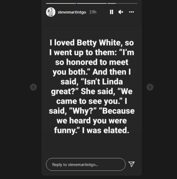 “Me encantaba Betty White así que fui ahí y les dije: ‘Estoy muy honrado de conocerles a los dos. ¿No es Linda fantástica?’ Ella me dijo: ‘Hemos venido a verte a ti porque hemos oído que eres divertido’. Me dejó eufórico”, añadió.