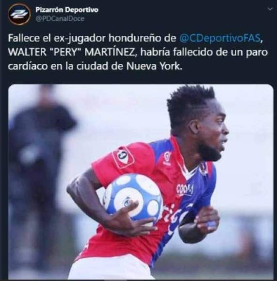 Walter Martínez destacó en El Salvador con la camiseta del FAS y en la prensa salvadoreña lamentaron el fallecimiento del delantero hondureño.