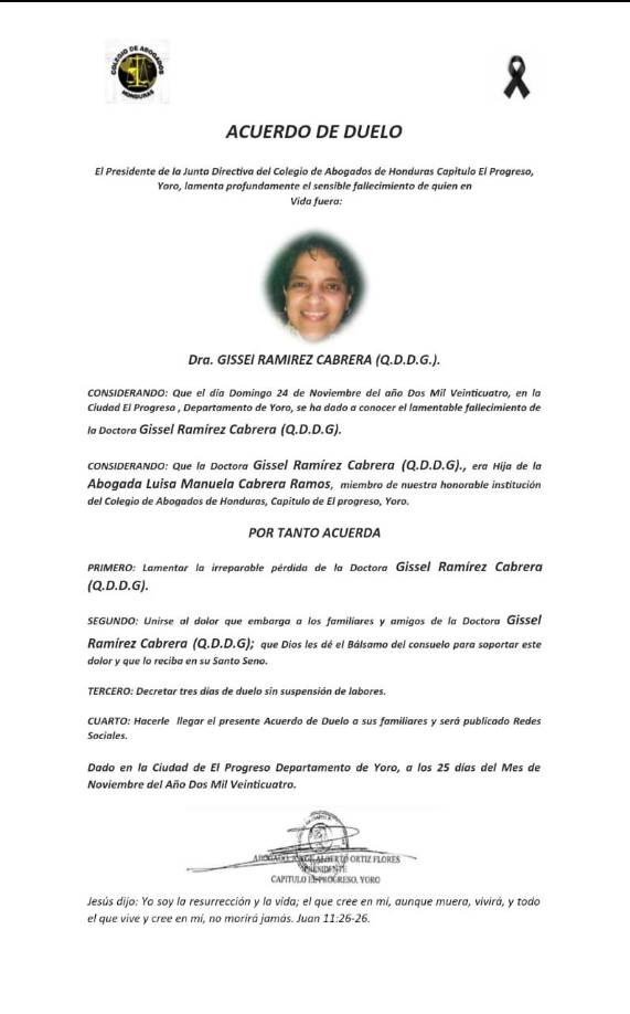La galena había sido diagnosticada de un enfermedad que la mantuvo postrada en cama.