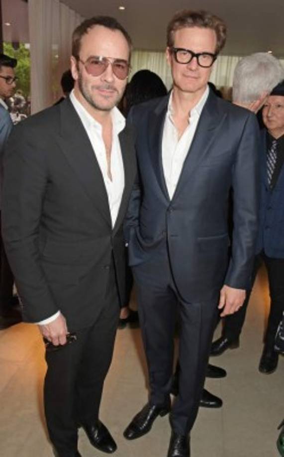 Colin Firth con el director y diseñador Tom Ford este 03 de septiembre 2015.
