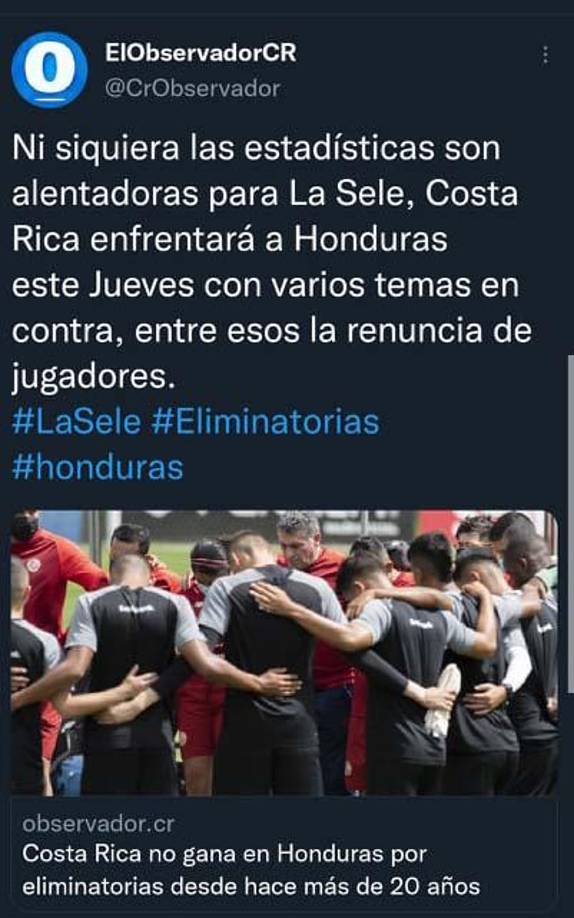 Los medios costarricenses han expresado su preocupación por lo que será el choque ante Honduras.