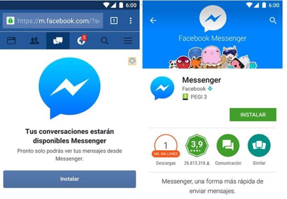 Facebook le obligará a descargar Messenger