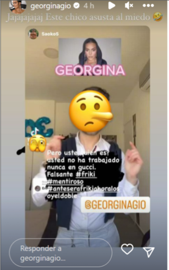 Por su parte, Georgina compartó la imagen de su amigo en sus redes sociales y comentó “este chico asusta al miedo”, acompañado de una risa.
