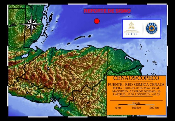 Sismo de magnitud 5.23 sacude las costas de Honduras