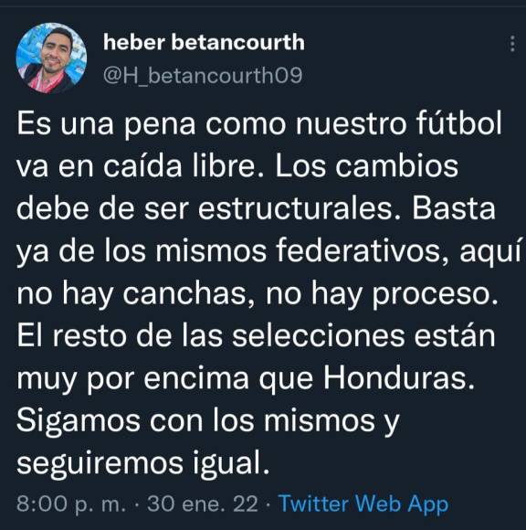 Heber Betancourth: El periodista de Diario LA PRENSA señaló que se tienen que tener nuevos directivos al frente de la selección de Honduras y además recalcó que el resto de las selecciones están por encima de la Bicolor.