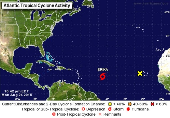 Tormenta tropical Erika avanza hacia Antillas