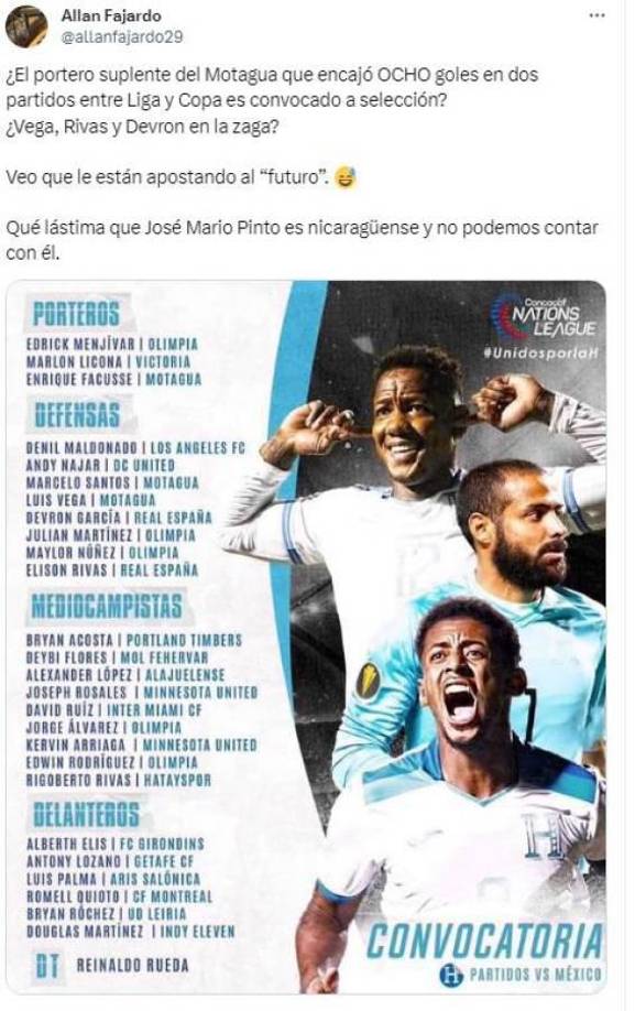 Allan Fajardo también señaló algunos convocados y expresó: “Veo que le están apostando al “futuro”.