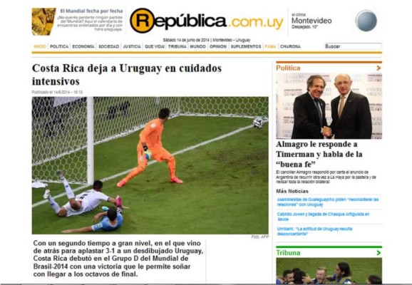 Prensa uruguaya: 'Perdimos feo y el Mundial se complicó al inicio'