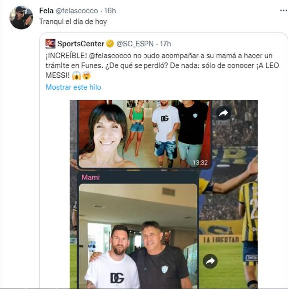 Muchos diarios y famosos canales destacaron la historia de @felascocco y su madre conociendo a Messi.