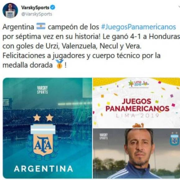 En Argentina han destacado a lo grande la obtención del oro en fútbol de los Panamericanos.