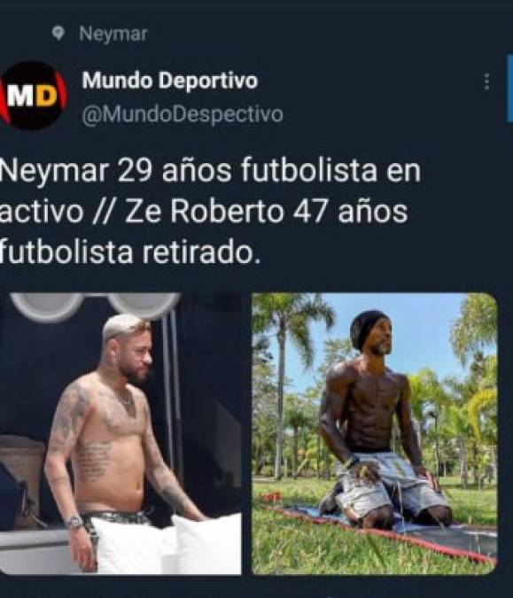Las fotos de Neymar han dado la vuelta al mundo mediante las redes y han propiciado varias comparaciones, tanto con futbolistas brasileños del pasado, como con jugadores actuales de más edad.