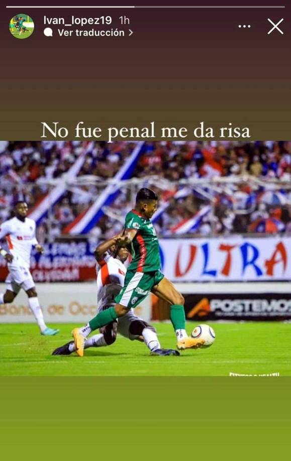 “No fue penal, me da risa”, escribió Iván ‘Chino’ López de manera sarcástica, en su Instagram sobre el penal.