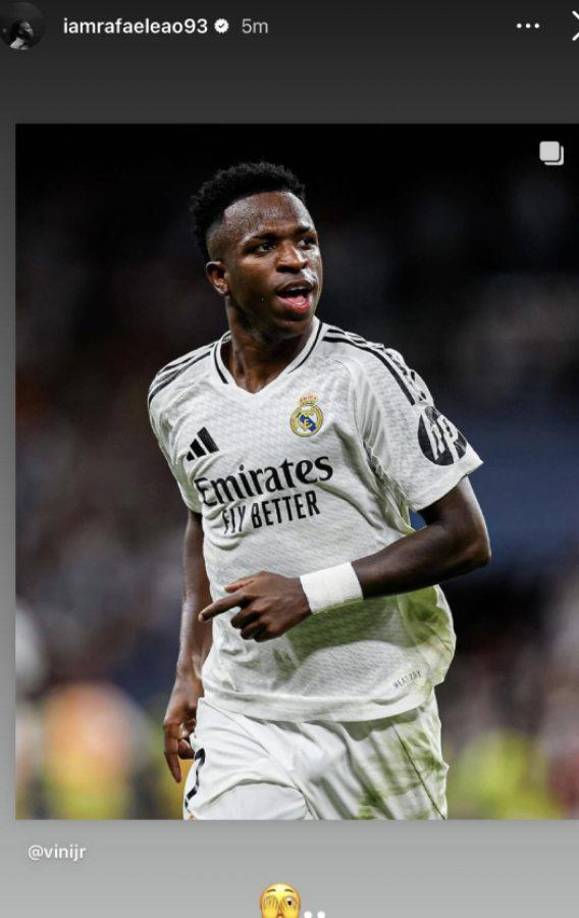 Rafael Leao, portugués del AC Milan, subió una fotografía de Vinicius