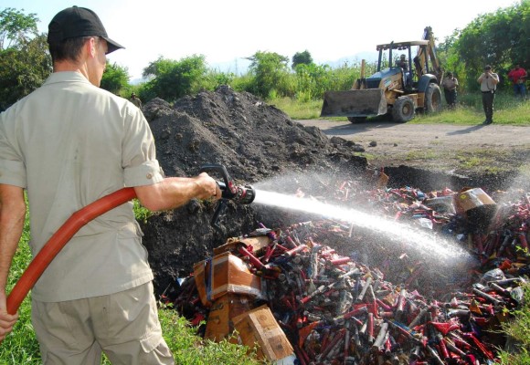 Destruyen pólvora valorada en 1 millón de lempiras