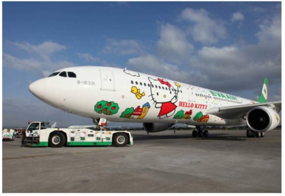 Un avión inspirado en Hello Kitty