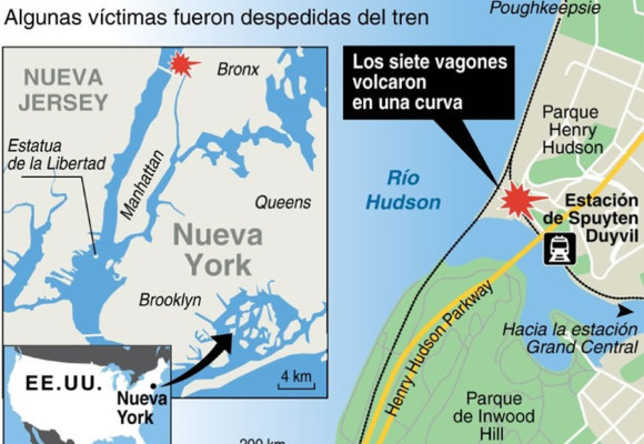 Investigan si hay hondureños entre las víctimas por descarrilamiento de tren en Nueva York