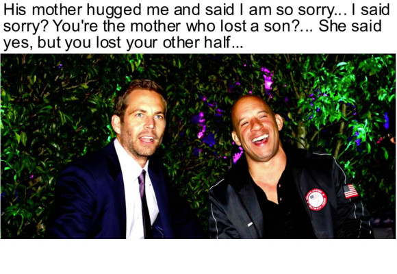 Vin Diesel visitó a la mamá de Paul Walker luego del accidente
