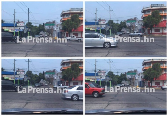 La secuencia de fotos muestra a los delincuentes perpetrando el crimen de cinco personas en el barrio Cabañas de San Pedro Sula.