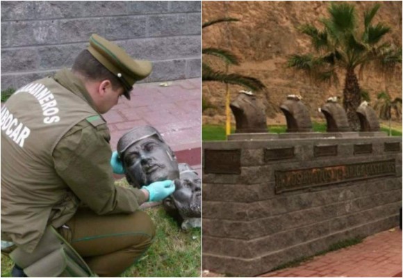 Decapitan bustos de héroes militares chilenos de Guerra del Pacífico