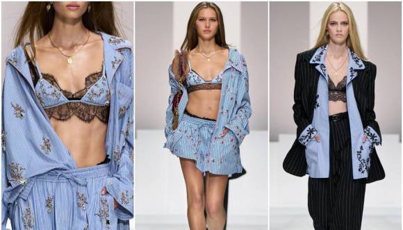 Dolce & Gabbana encapsulan la audacia de la firma, elevando la lencería a una pieza de lujo versátil para la mujer contemporánea.Se lucen debajo de chaquetas sastre estructuradas, “blazers” y blusas, destacando el contraste entre la corsetería y la sastrería.