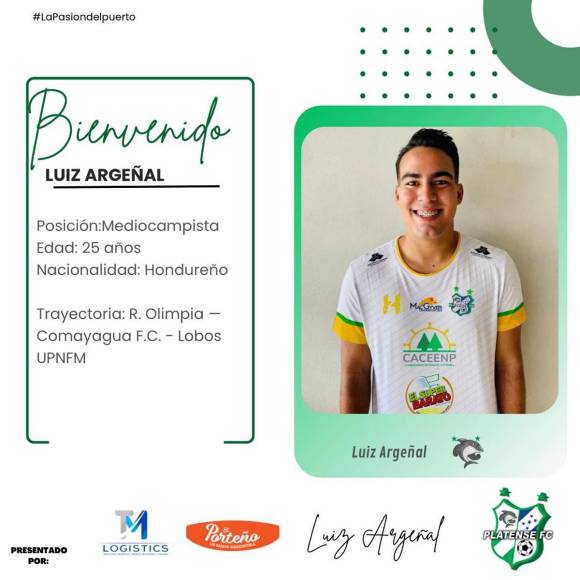 El Platense se sigue reforzando de cara al Torneo Apertura 2023 de la Liga de Ascenso y esta viernes ha confirmado el fichaje del mediocampista hondureño Luiz Argeñal, quien viene de jugar con la UPN en la Primera División.