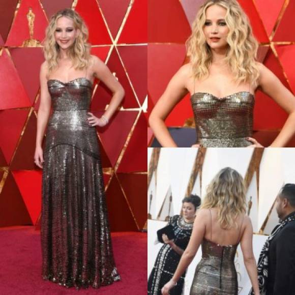 'Espectacular, como siempre' o 'De las mejores', fueron algunos de los comentarios sobre el vestido Dior metálico elegido por Jennifer Lawrence.