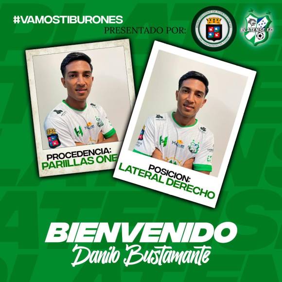 El lateral derecho hondureño Danilo Bustamente, que jugó el último año en Parrillas One, ha fichado por el Platense en la Liga de Ascenso.