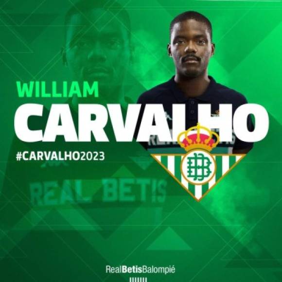 Ya es oficial, el Betis ya tiene su gran fichaje. El conjunto verdiblanco hizo oficial la llegada del mediocampista portugués William Carvalho para las cinco próximas temporadas.