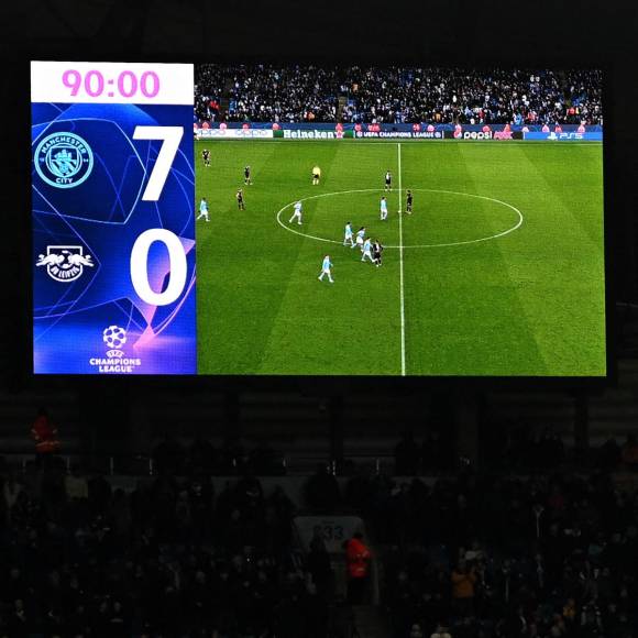 En el marcador el 7-0 contundente del Manchester City sobre el RB Leipzig en la Champions League.